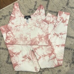 Lulu’s Pink and White Tie-Dye Activewear Set
